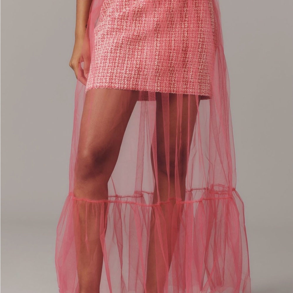 Anthropologie MAEVE Pink Tweed and Tulle Skirt Set - Picture 2 of 3